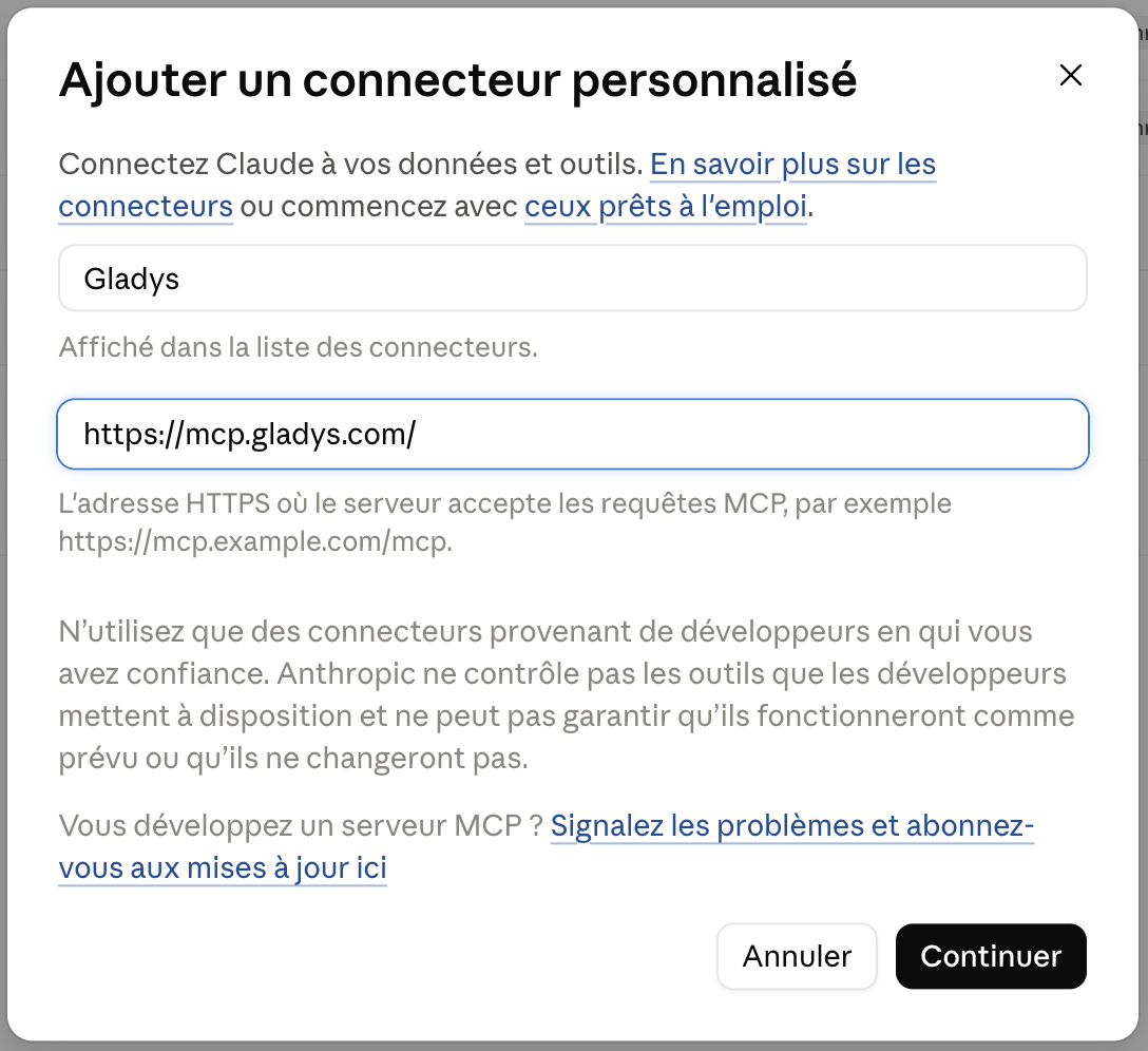Ecran de connexion